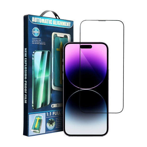 5D Full Glue Tempered Glass for iPhone 15 Pro black + applicator