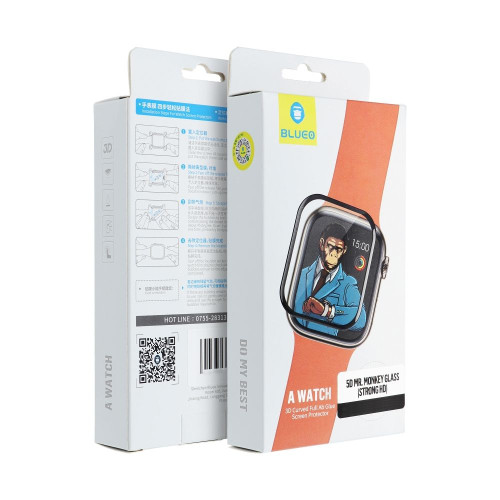 5D Mr. Monkey Glass - pre Apple Watch SE / SE 2 44MM čierne (Strong HD)