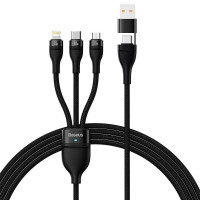 BASEUS kábel 3v1 Type C / USB A na Micro USB / Lightning / Type C PD QC 5A 100W CASS030101 1,2 m čierny