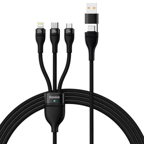BASEUS kábel 3v1 Type C / USB A na Micro USB / Lightning / Type C PD QC 5A 100W CASS030101 1,2 m čierny