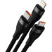 BASEUS kábel 3v1 Type C / USB A na Micro USB / Lightning / Type C PD QC 5A 100W CASS030101 1,2 m čierny