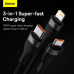 BASEUS kábel 3v1 USB A do Micro USB / Lightning / Typ C PD QC3.0 5A 100W CASS030001 1,2 m čierny