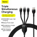 BASEUS kábel 3v1 USB A do Micro USB / Lightning / Typ C PD QC3.0 5A 100W CASS030001 1,2 m čierny