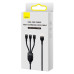 BASEUS kábel 3v1 USB A do Micro USB / Lightning / Typ C PD QC3.0 5A 100W CASS030001 1,2 m čierny