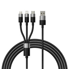 BASEUS kábel 3v1 USB A na Micro USB / Lightning / Typ C 3,5A 6CAXS000001 1,2 m čierny