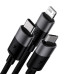 BASEUS kábel 3v1 USB A na Micro USB / Lightning / Typ C 3,5A 6CAXS000001 1,2 m čierny