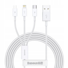 BASEUS kábel 3v1 USB A na Micro USB / Lightning / Typ C 3,5A CAMLTYS-02 1,5 m biely