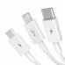 BASEUS kábel 3v1 USB A na Micro USB / Lightning / Typ C 3,5A CAMLTYS-02 1,5 m biely