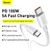 BASEUS kábel typu C na typ C PD100W Power Delivery Superior Series Fast Charging CATYS-C02 2 metre biely