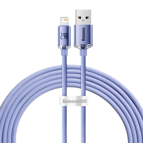 BASEUS kábel USB A na Lightning 2,4A Crystal Shine CAJY000005 1,2 m fialový