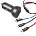 BASEUS nabíjačka do auta 2 x USB A s digitálnym displejom + kábel 3v1 Micro USB / Lightning / Typ C 4,8A 24W TZCCBX-0G čierna