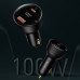 BASEUS nabíjačka do auta USB A + typ C s digitálnym displejom + kábel typ C na typ C PD3.0 QC4.0 5A 100W TZCCZX-01 čierna