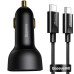 BASEUS nabíjačka do auta USB A + typ C s digitálnym displejom + kábel typ C na typ C PD3.0 QC4.0 5A 100W TZCCZX-01 čierna