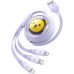 BASEUS navíjací kábel 3v1 USB A na Micro USB / Lightning / Typ C CB000063 1,1 m fialová
