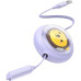 BASEUS navíjací kábel 3v1 USB A na Micro USB / Lightning / Typ C CB000063 1,1 m fialová