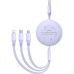 BASEUS navíjací kábel 3v1 USB A na Micro USB / Lightning / Typ C CB000063 1,1 m fialová