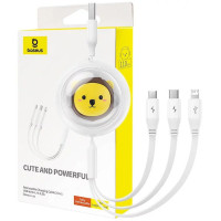 BASEUS zasúvací kábel 3v1 USB A na Micro USB / Lightning / Typ C CB000063 1,1 m biely