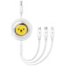 BASEUS zasúvací kábel 3v1 USB A na Micro USB / Lightning / Typ C CB000063 1,1 m biely