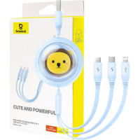 BASEUS zasúvací kábel 3v1 USB A na Micro USB / Lightning / Typ C CB000063 1,1 m modrý