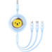 BASEUS zasúvací kábel 3v1 USB A na Micro USB / Lightning / Typ C CB000063 1,1 m modrý