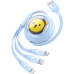 BASEUS zasúvací kábel 3v1 USB A na Micro USB / Lightning / Typ C CB000063 1,1 m modrý