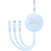 BASEUS zasúvací kábel 3v1 USB A na Micro USB / Lightning / Typ C CB000063 1,1 m modrý