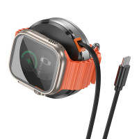Bezdrôtová nabíjačka HOCO so zasúvacím káblom typu C kompatibilná s MagSafe a hodinkami APPLE Watch 15W CQ18 strieborná