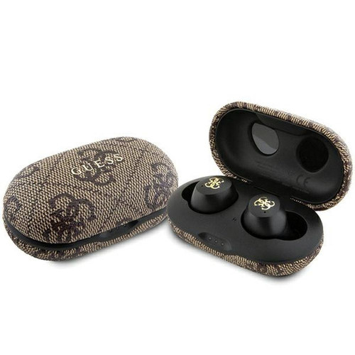 Bezdrôtové slúchadlá GUESS bluetooth + dokovacia stanica TWS ENC GUTWSP4EGW (4G Metal) hnedé