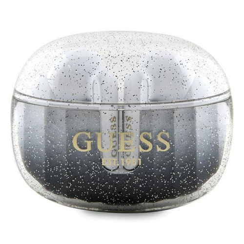 Bezdrôtové slúchadlá GUESS bluetooth TWS + dokovacia stanica GUTWSHDGKEEK (Glitter gradient) čierne