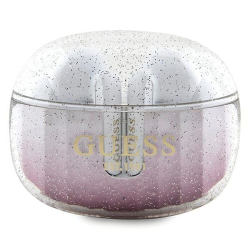 Bezdrôtové slúchadlá GUESS bluetooth TWS + dokovacia stanica GUTWSHDGKEEP (Glitter gradient) ružová