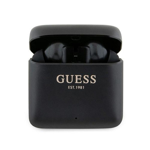Bezdrôtové slúchadlá GUESS bluetooth TWS + dokovacia stanica GUTWSSU20ALEGK (s potlačou loga) čierne