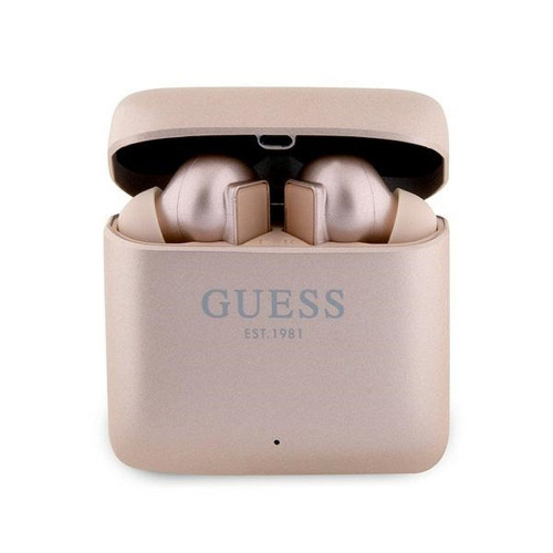 Bezdrôtové slúchadlá GUESS bluetooth TWS + dokovacia stanica GUTWSSU20ALEGP (s potlačou loga) rose gold