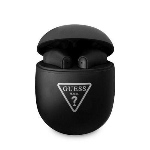 Bezdrôtové slúchadlá GUESS bluetooth TWS + dokovacia stanica GUTWST82TRK (Triangle Logo) čierne