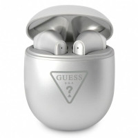 Bezdrôtové slúchadlá GUESS bluetooth TWS + dokovacia stanica GUTWST82TRS (Triangle Logo) strieborná