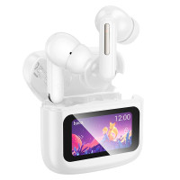 Bezdrôtové slúchadlá HOCO bluetooth s dotykovým displejom TWS EQ14 biele