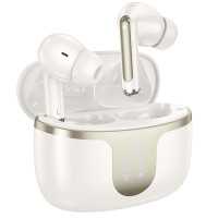 Bezdrôtové slúchadlá HOCO bluetooth TWS EQ10 mliečne biele