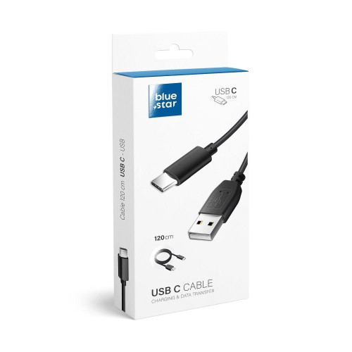 BLUE STAR LITE kábel 3A USB A na typ C 1,2 m čierny