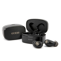 Bluetooth slúchadlá do uší Stereo TWS GUESS V5.0 4H MUSIC TIME s dokovacou stanicou čierne ( GUTWSJL4GBK )