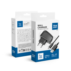 Cestovná nabíjačka BLUE STAR LITE 2A 10W USB A + kábel USB A na typ C TFK-TC-1095B čierna