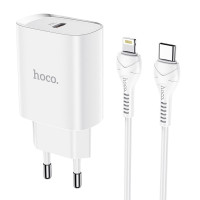 Cestovná nabíjačka HOCO typ C + kábel typ C na Lightning PD 20W N14 biela