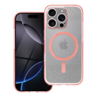 CLEAR MAG COVER puzdro s ochranou fotoaparátu kompatibilné s MagSafe pre IPHONE 15 Pro Max ružové trblietavé
