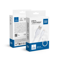 Dátový kábel Blue Star - USB A na iPhone Lightning 2,4A - biely