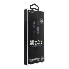 Dátový kábel X-ONE Ultra Pro LED - typ C na C - čierny 5A max. 100W