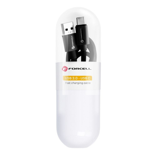 FORCELL C398 kábel USB A na typ C QC3.0 3A TUBE 1 m čierny