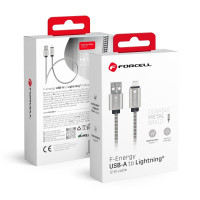 FORCELL F-ENERGY Metal C236 kábel USB A na Lightning 2,4A 12W 1 m strieborný