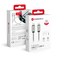 FORCELL F-ENERGY Metal C237 kábel Typ C na Typ C PD QC4.0 3A 60W 1 m strieborný
