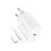 FORCELL F-ENERGY TFK-TC-20WPD cestovná nabíjačka typu C + kábel typu C na Lightning PD QC4.0 3A 20W biela