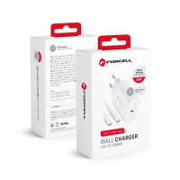 FORCELL F-ENERGY TFK-TC-25WPD cestovná nabíjačka typ C + kábel typ C na typ C PD Q.C 3A 25W biela