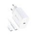 FORCELL F-ENERGY TFK-TC-25WPD cestovná nabíjačka typ C + kábel typ C na typ C PD Q.C 3A 25W biela