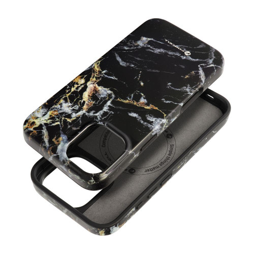 FORCELL F-PROTECT Mirage, puzdro kompatibilné s MagSafe pre IPHONE 16 PLUS čierne mramorové